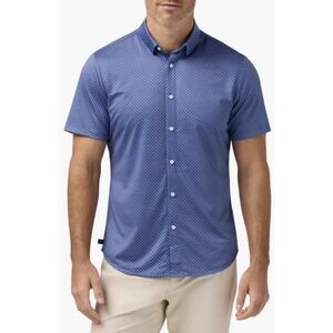 Mizzen+Main Halyard Classic Fit Blue Short Sleeve Button-Up Shirt Performance